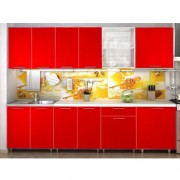 Кухня «Радуга» цвет Красный - 2.4 м
